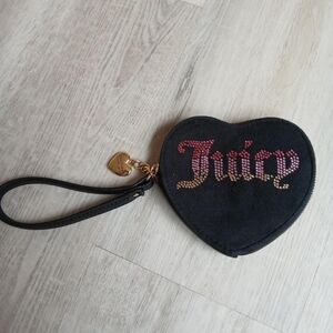black Juicy Couture heart wallet coin purse with bling ombre rhinestone logo